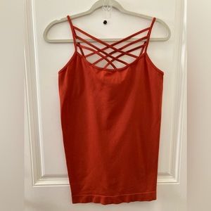 Zenana Women’s Plus Triple Cross Caged Front Camisole Tank Copper Size 1X/2X